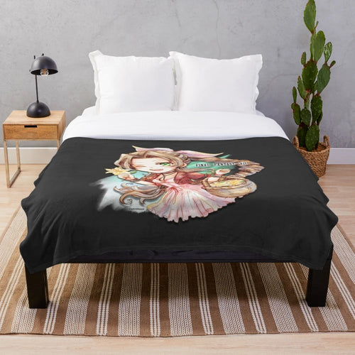 Plush blanket featuring the character Aerith Gainsborough from Final Fantasy 7 Remake