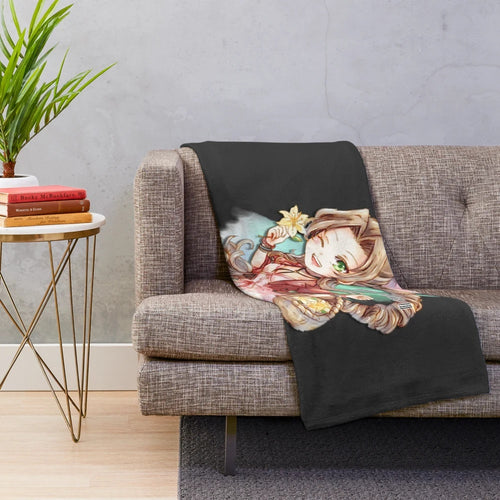 Plush blanket featuring the character Aerith Gainsborough from Final Fantasy 7 Remake