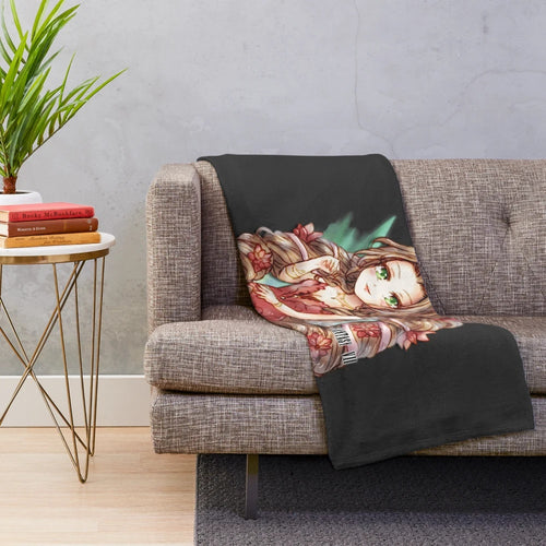 Aerith-inspired plush blanket featuring the iconic red dress from Final Fantasy 7 Remake