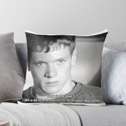 Soft, high-quality pillow featuring a design inspired by the character James Cook from the TV show "Skins" and popular Tumblr aesthetic.