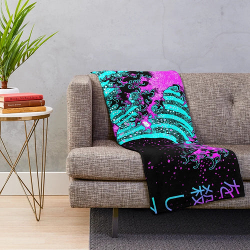 Plush blanket with Hokusai's iconic Great Wave off Kanagawa artwork