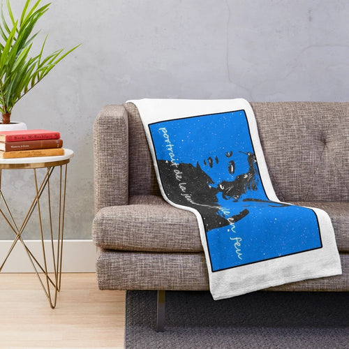 Aesthetic portrait cinema plush blanket with French movie, feminist, and girl power designs