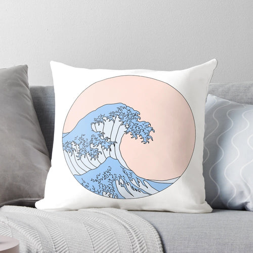 Aesthetic wave-patterned decorative pillow with a cool, grunge-inspired design