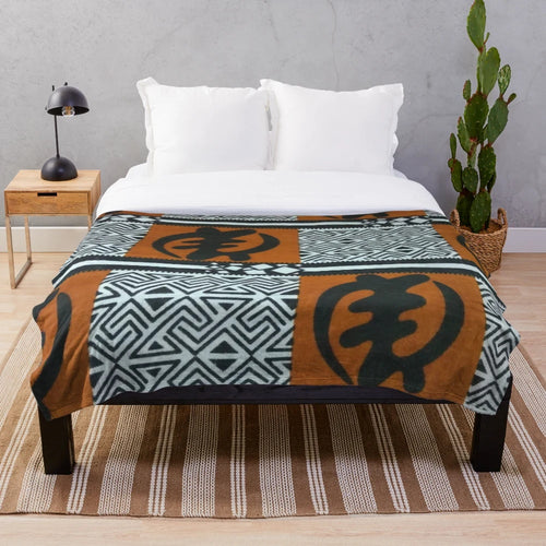 Ghanaian Gye Nyame African print plush blanket