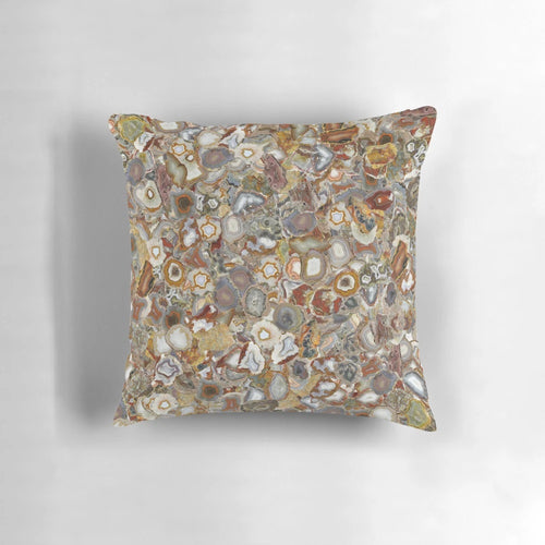 Handcrafted agate and quartz gemstone throw pillow for boho home decor