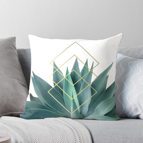 Agave Geometric Throw Pillow - Botanical Accent Cushion for Modern Home Decor