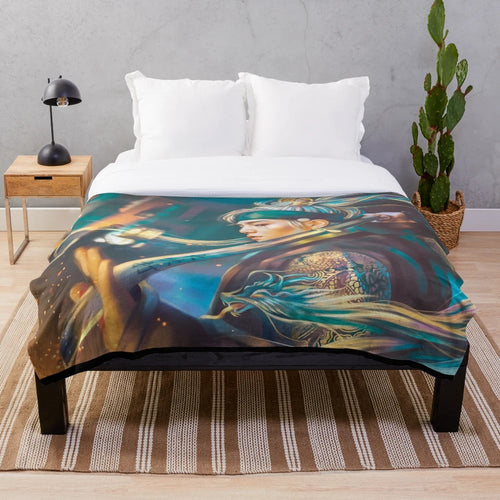 Agust D Daechwita inspired plush blanket featuring a dragon king design