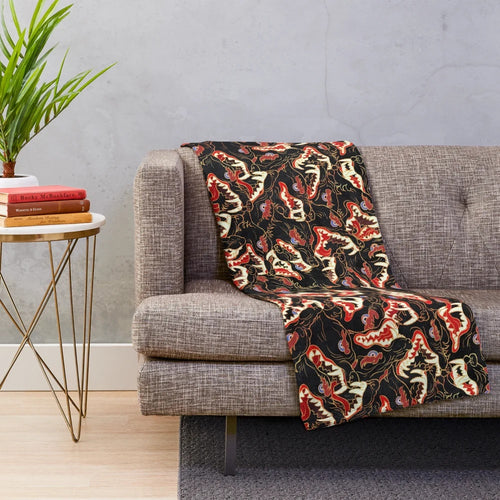 Ahamkara plush blanket with tibetan canine, wolves, snarls, and maws design