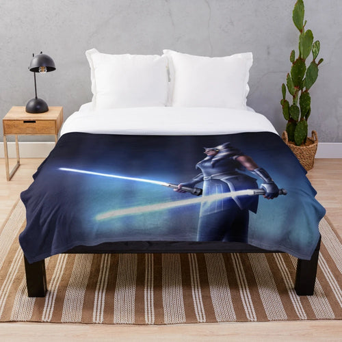 Ahsoka-Inspired Plush Blanket featuring the Togruta Jedi character from Star Wars