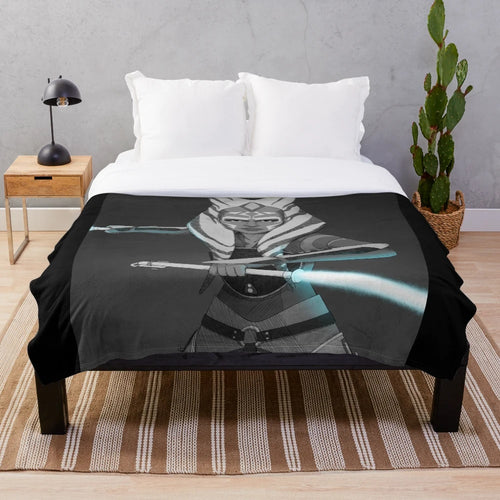 Ahsoka Tano inspired plush blanket featuring character from Star Wars Clone Wars and Rebels