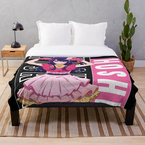 Ai Hoshino inspired anime plush blanket featuring characters from the anime Oshi No Ko