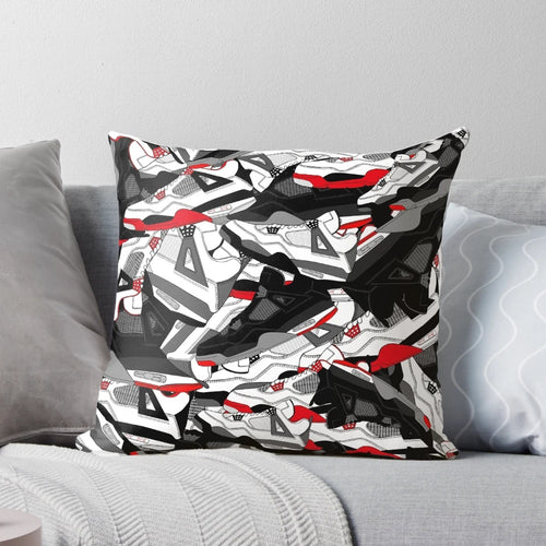 A vibrant, abstract art pillow design inspired by the iconic Air Jordan sneaker silhouette.