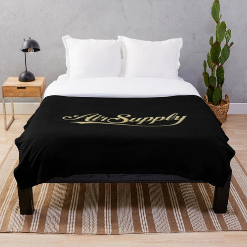 Air Supply Inspired Plush Blanket with Geometric Music Patterns