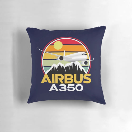 Airbus A350 plane against a colorful sunset, an aviation-themed decorative pillow gift
