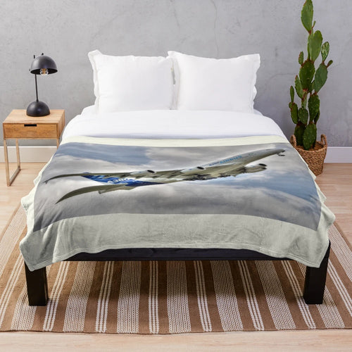 Airbus A380 inspired plush blanket for aviation enthusiasts