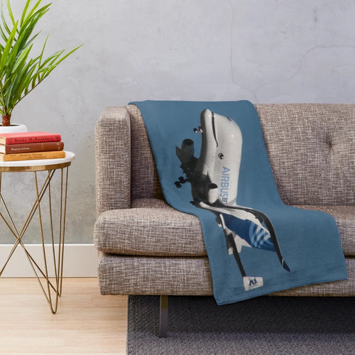 Airbus Beluga XL inspired plush blanket