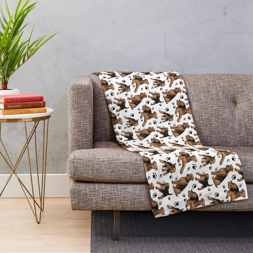 Airedale pattern plush blanket with dog breed design
