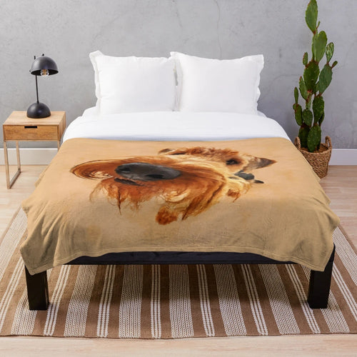 Airedale Terrier dog digital art plush blanket