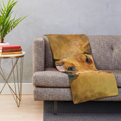Airedale Terrier Plush Blanket with Watercolor Dog Art