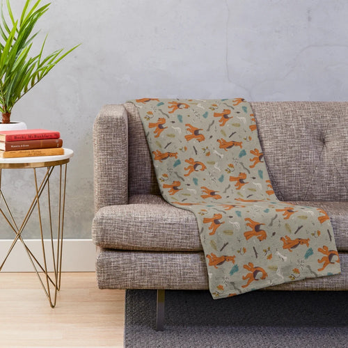 Airedale Terrier Plush Blanket with Woodland Motif