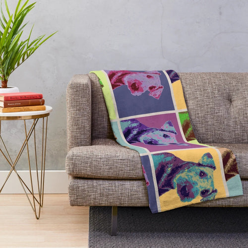 Airedale Terrier Pop Art Grid Plush Blanket