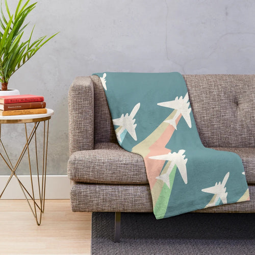 Airplanes Illustration Plush Blanket