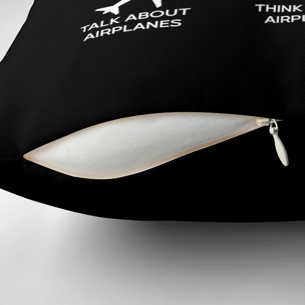 Airplane themed pillow with humorous "Things I Do in My Spare Time" design, perfect gift for airplane lovers