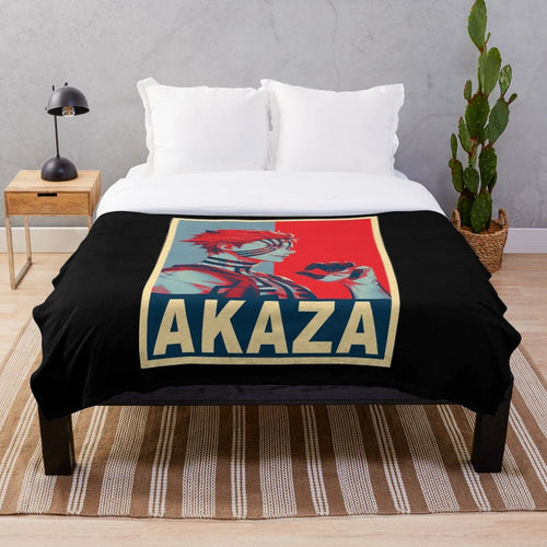 Akaza-inspired plush blanket featuring the Demon Slayer anime character
