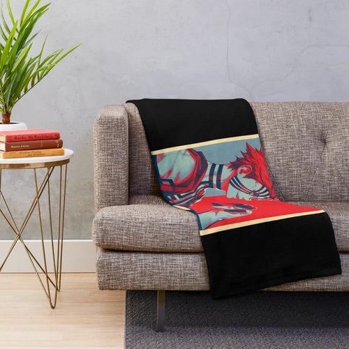 Akaza-inspired plush blanket featuring the Demon Slayer anime character