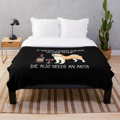 Akita Dog Funny Plush Blanket