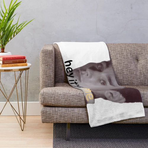 Alain Delon pop art plush blanket featuring the iconic French actor in black and white