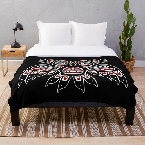 Alaskan-Inspired Double Eagle Plush Blanket with Native American Inspired Design