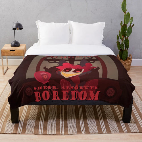Alastor-inspired plush blanket, featuring the Radio Demon from the Hazbin Hotel cartoon