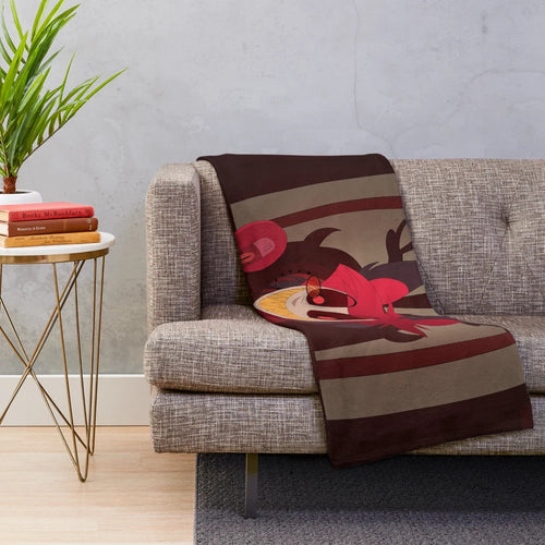 Alastor-inspired plush blanket, featuring the Radio Demon from the Hazbin Hotel cartoon