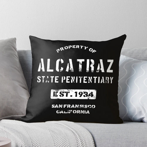 Alcatraz Penitentiary Prison T-Shirt Pillow - Iconic California Correctional Facility Memorabilia