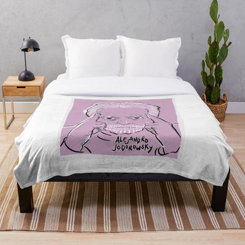 Alejandro Jodorowsky inspired plush blanket with world cinema art