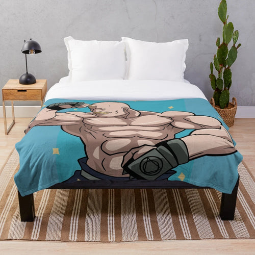 Alex Armstrong Inspired Plush Blanket with Fullmetal Alchemist Imagery