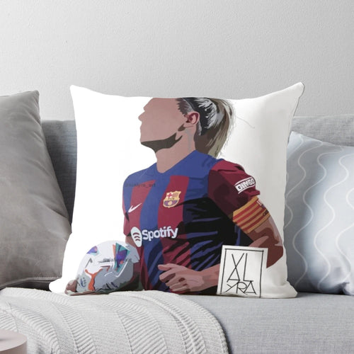 Alexia Putellas, a star player for Barcelona FC women's team, featured on a soft, comfortable pillow.