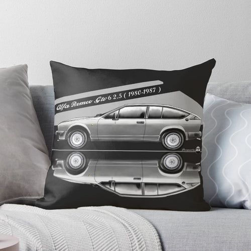 Alfa Romeo GTV 6 Silver Gray Automotive Art Pillow