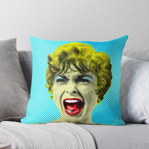 Psycho (1960) inspired throw pillow featuring iconic red lips and scream