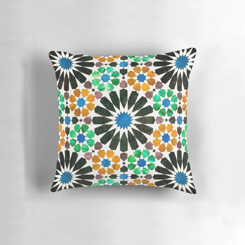Alhambra inspired geometric pillow with mosaic pattern design