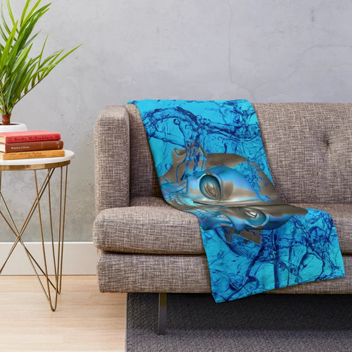 Alien robot plush blanket with summer patterns and space design