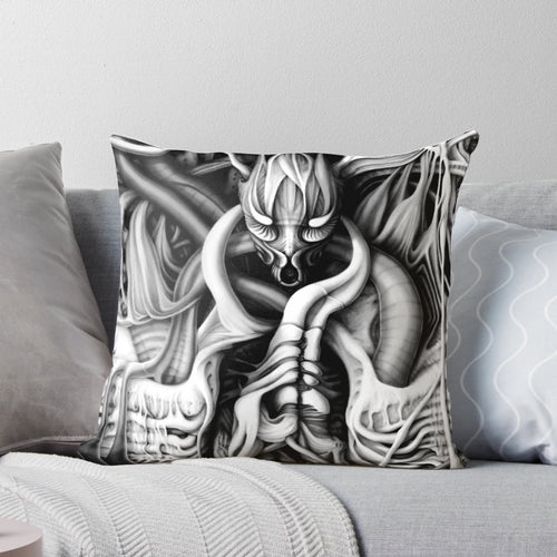 Alien Predator Horror Flesh #1 Pillow featuring a surreal, biomechanical, and nightmarish sci-fi design.