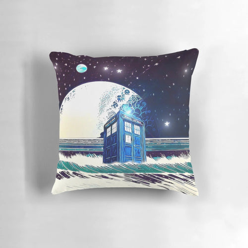 Alien Shore Pillow featuring a sci-fi inspired Doctor Who design for home decor