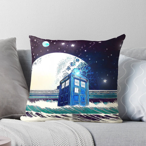 Alien Shore Pillow featuring a sci-fi inspired Doctor Who design for home decor