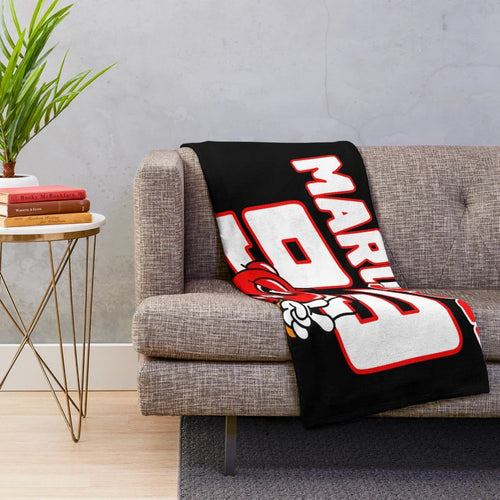 Alien-themed plush blanket with racing design