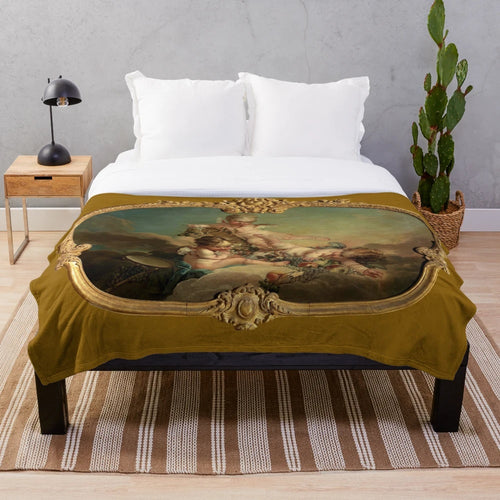 Plush blanket featuring the "Allegory of Autumn" painting by French artist Francois Boucher
