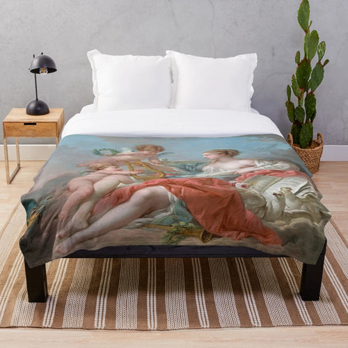 Allegory of Music plush blanket featuring classical artwork by François Boucher