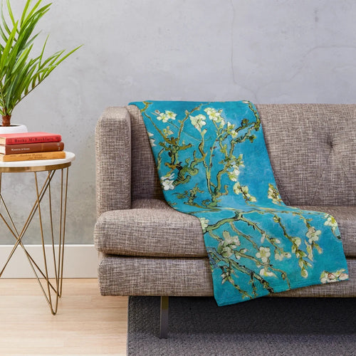 Vincent Van Gogh inspired almond blossom floral plush blanket