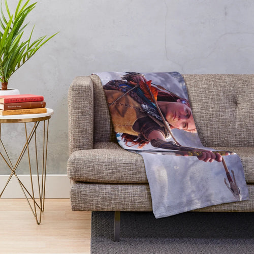 Aloy Plush Blanket featuring the protagonist from the Horizon video game series